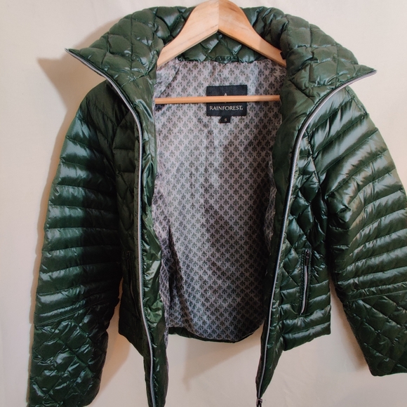 RAINFOREST Women's Emerald Green Down Full Zip Up Insulated Hood Puffer Jacket S - Picture 4 of 12